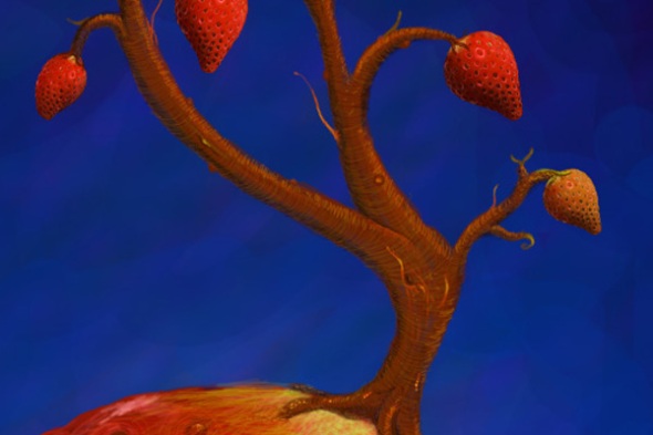 Strawberry - photoshop painting detail 1 by Nicole Barker