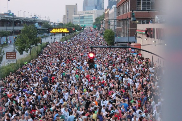 All those poor souls packed into the West Side Highway to watch the fireworks - photo by Brian Cleary