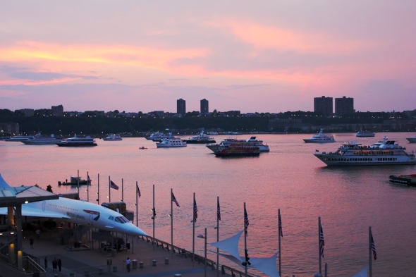 sunset off the USS Intrepid - photo by Brian Cleary