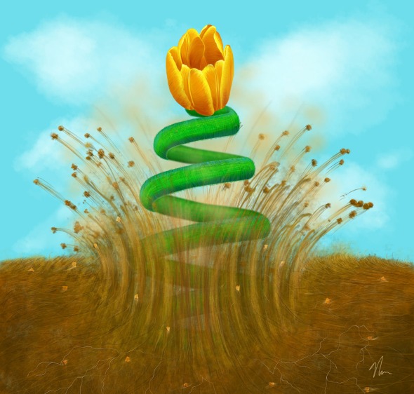 "Sprung" - Painting of a spring flower by Nicole Cleary